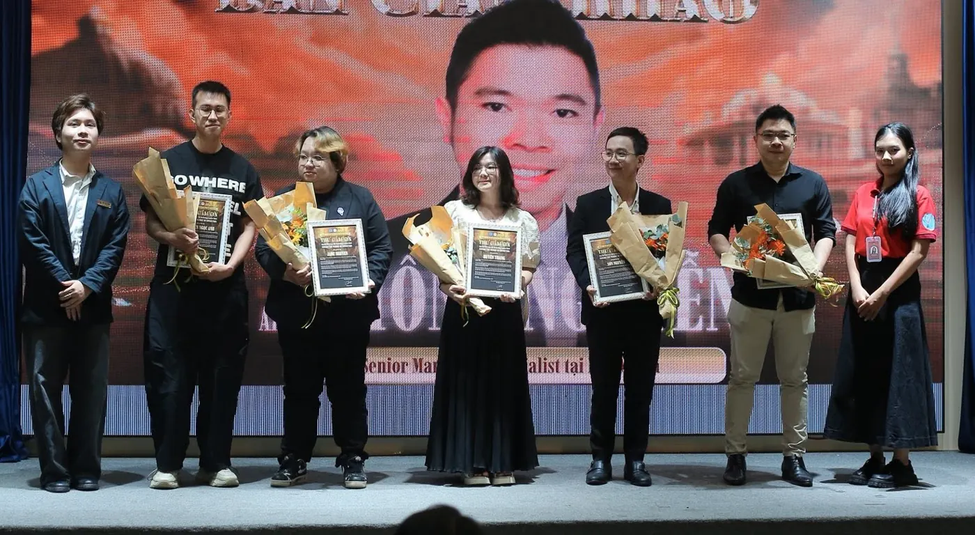 Judging panel at a student marketing competition in Ho Chi Minh City