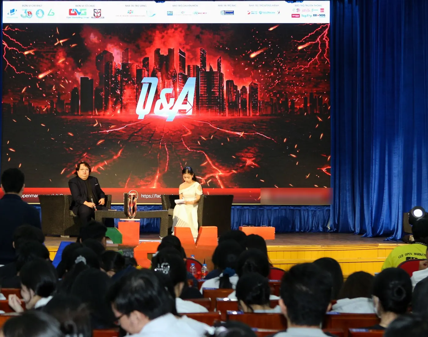 Q&A session on stage with marketing students in Ho Chi Minh City